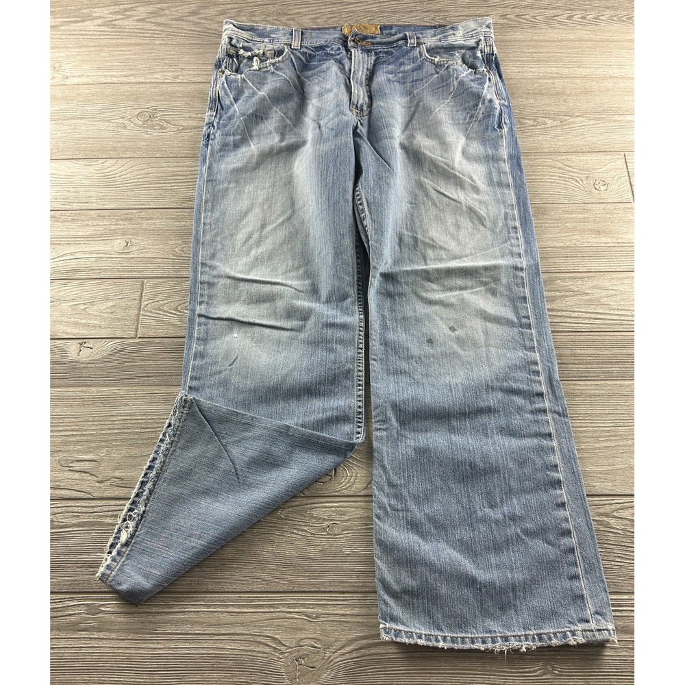 BKE Tyler Jeans straight Men Blue Denim Medium Wash 5-Pocket Embroidered 38X32
